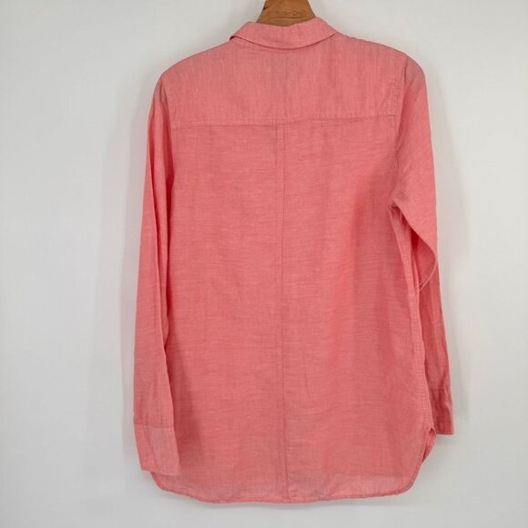 J. Crew Womens Coral Button-Up Shirt top tunic  Size 8 Linen Blend long sleeve - Picture 9 of 12